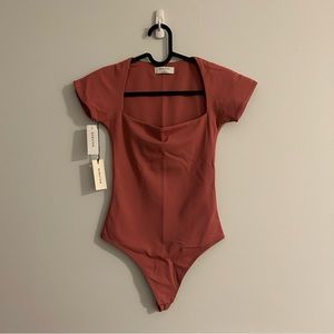 Babaton Straight Neck Contour Bodysuit - Rhodon Pink